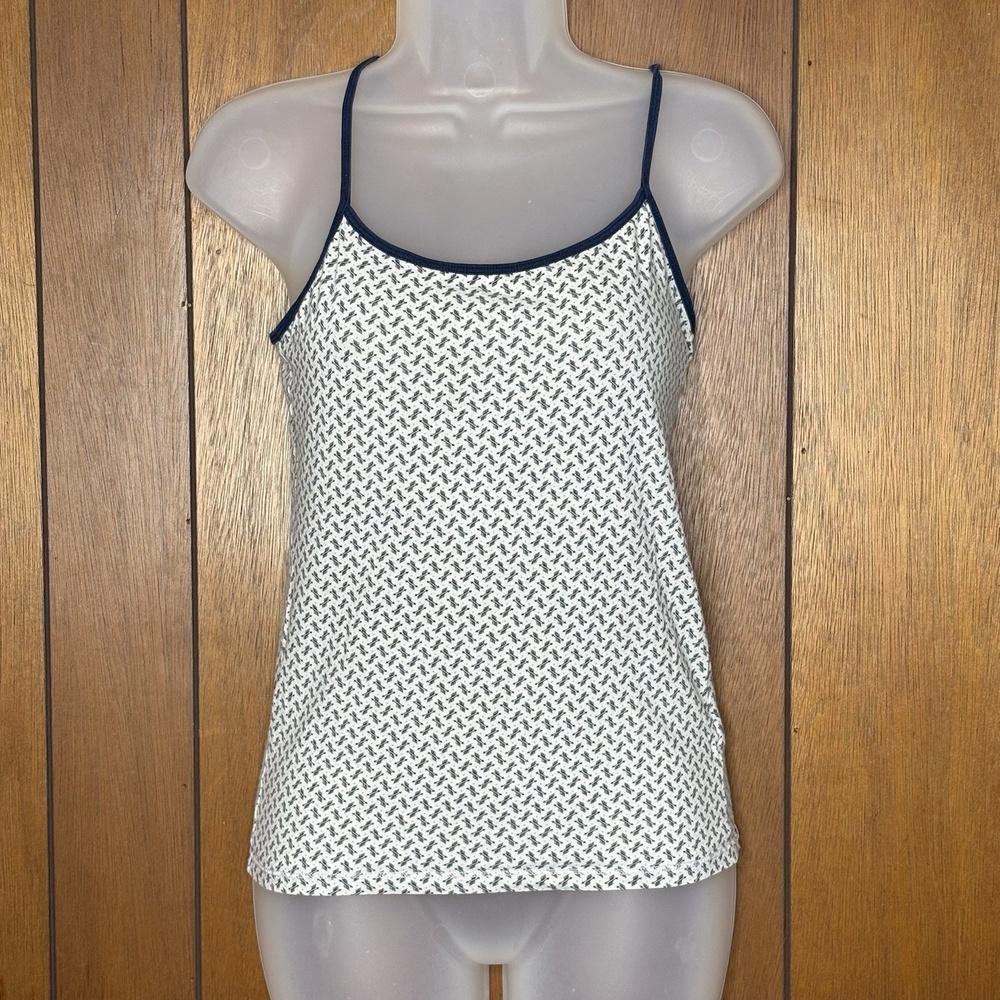 Aeropostale Cami Tank Top M‎ White Blue Geometric VTG Y2K Bella Swan Soft Grunge